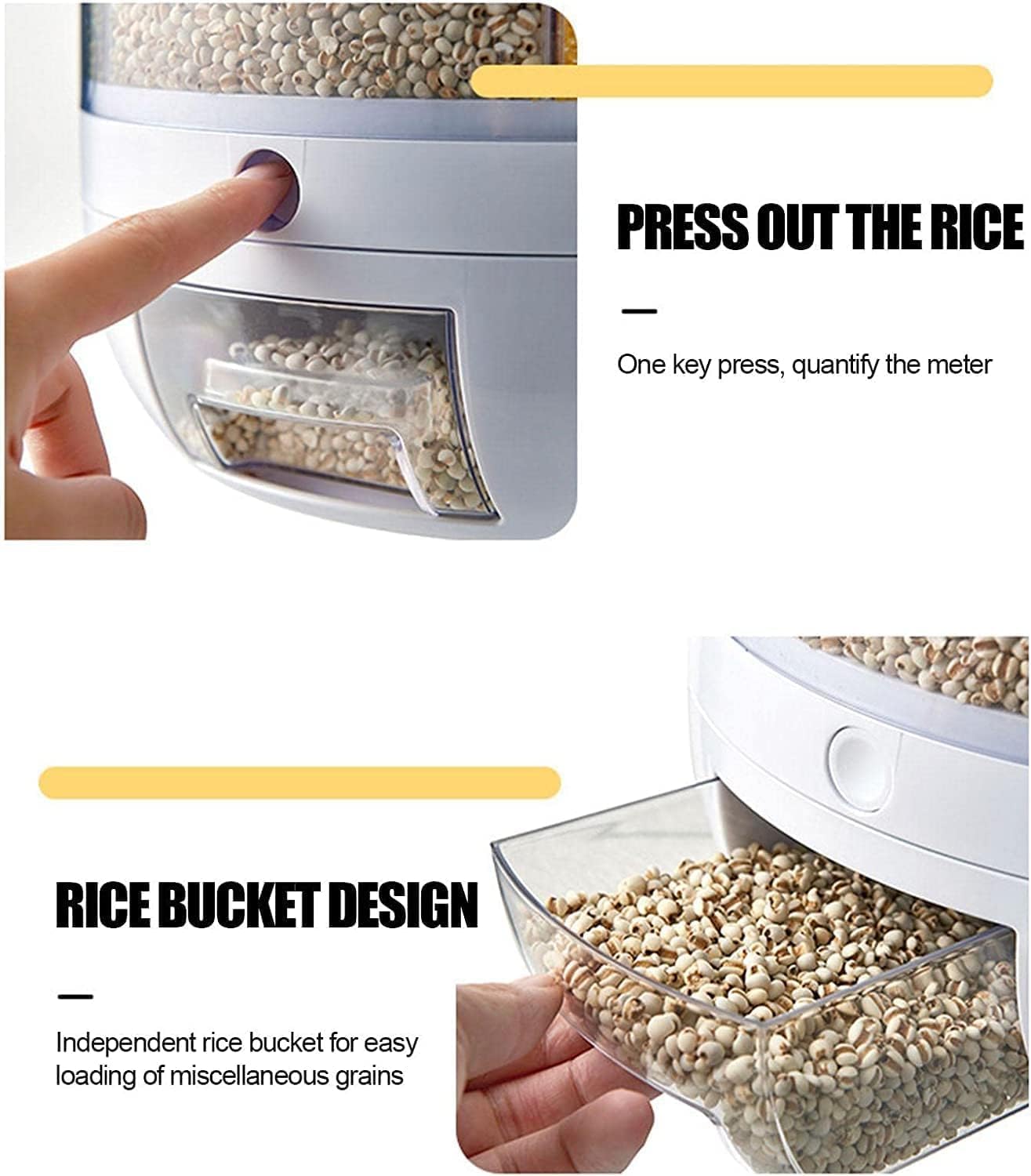 6-in-1 Multi Grain Storage Container - Airtight, Rotating & BPA-free