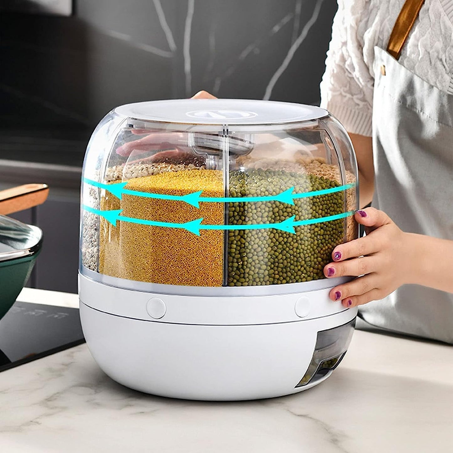 6-in-1 Multi Grain Storage Container - Airtight, Rotating & BPA-free