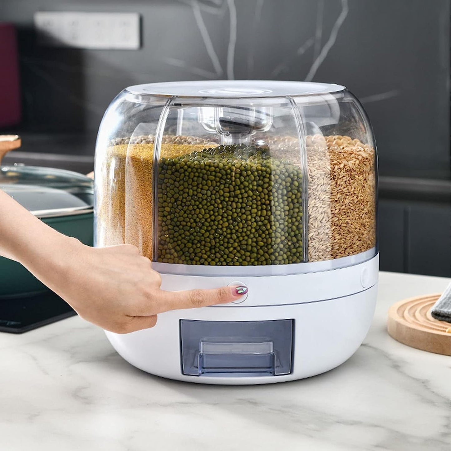 6-in-1 Multi Grain Storage Container - Airtight, Rotating & BPA-free